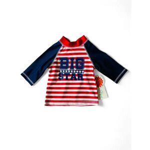 Candlesticks Boys Toddler Quarter Sleeve Red White & Blue Big Star Swim Top 18M